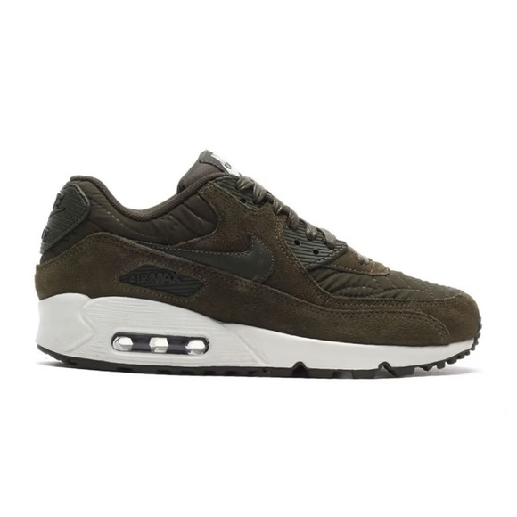 The Nike Air Max 90 Olive Green Quilted Leather Sneakers - Picture 1 of 10